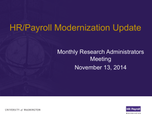 HR/Payroll Modernization Update Monthly Research Administrators Meeting November 13, 2014