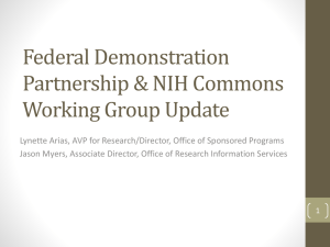 Federal Demonstration Partnership &amp; NIH Commons Working Group Update