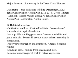 Major threats to biodiversity in the Texas Cross Timbers