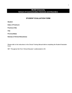 McGill University School of Communication Sciences and Disorders STUDENT EVALUATION FORM