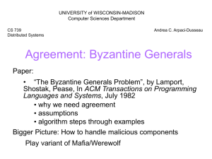 Agreement: Byzantine Generals
