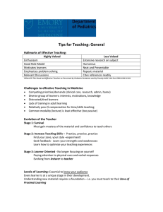 Tips for Teaching: General Hallmarks of Effective Teaching: