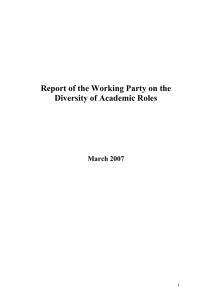 Report of the Working Party on the Diversity of Academic Roles