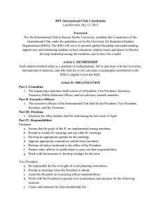 HPU International Club Constitution Foreword Last Revised: July 13, 2015