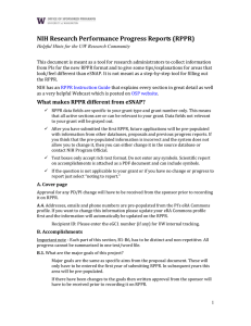 NIH Research Performance Progress Reports (RPPR)