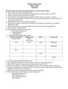 Biology Final Exam Study Guide Fall 2010