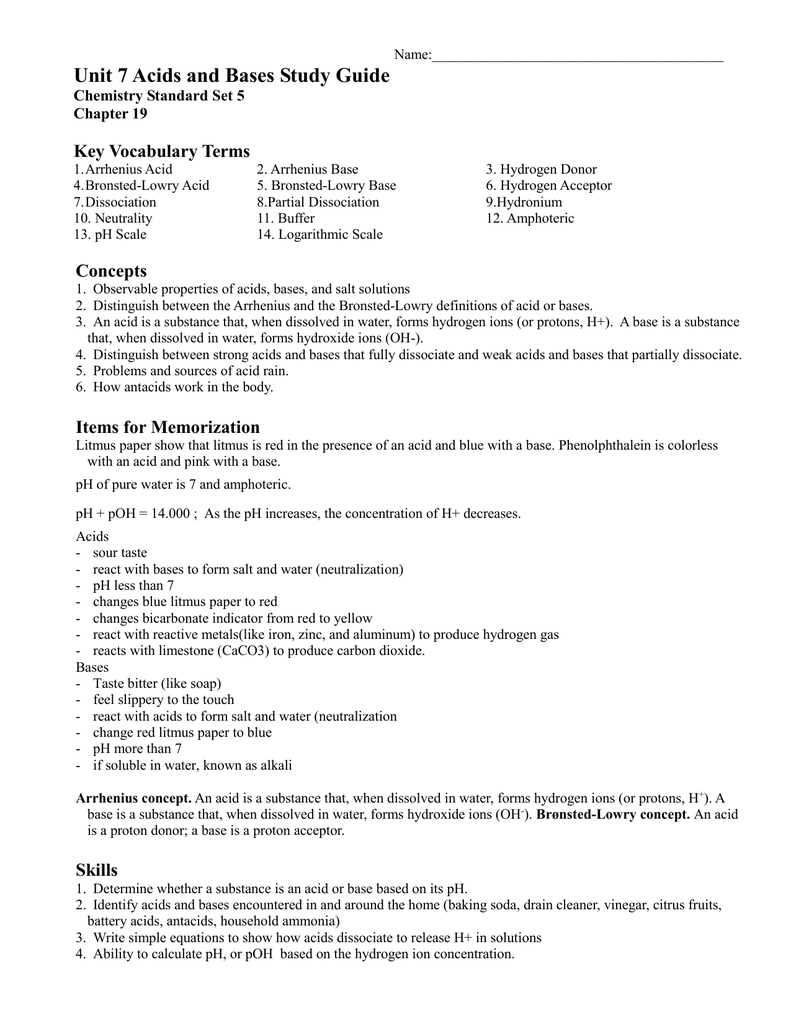 Chapter 8 Solutions Acids And Bases Study Guide Study Poster