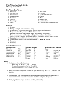 Unit 3 Bonding Study Guide Key Vocabulary Terms