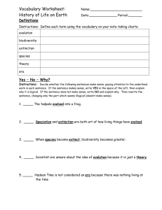 Vocabulary Worksheet: History of Life on Earth Definitions