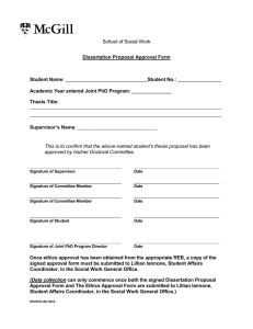 School of Social Work Dissertation Proposal Approval Form Student Name: