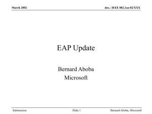 EAP Update Bernard Aboba Microsoft doc.: IEEE 802.1aa-02/XXX