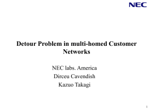 Detour Problem in multi-homed Customer Networks NEC labs. America Dirceu Cavendish