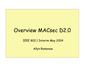 Overview MACsec D2.0 IEEE 802.1 Interim May 2004 Allyn Romanow
