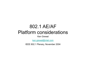 802.1 AE/AF Platform considerations Ken Grewal IEEE 802.1 Plenary, November 2004
