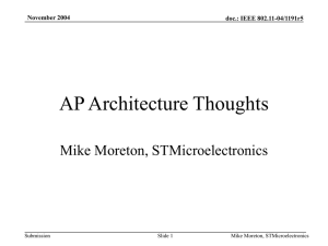 AP Architecture Thoughts Mike Moreton, STMicroelectronics November 2004 doc.: IEEE 802.11-04/1191r5