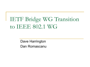 IETF Bridge WG Transition to IEEE 802.1 WG Dave Harrington Dan Romascanu