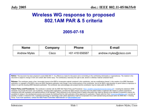 Wireless WG response to proposed 802.1AM PAR &amp; 5 criteria 2005-07-18