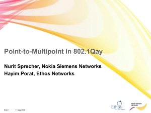 Point-to-Multipoint in 802.1Qay Nurit Sprecher, Nokia Siemens Networks Hayim Porat, Ethos Networks