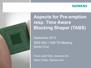 Aspects for Pre-emption resp. Time Aware Blocking Shaper (TABS) September 2012