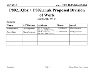 P802.1Qbz + P802.11ak Proposed Division of Work Date: Authors: