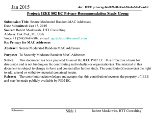 Jan 2015 Project: IEEE 802 EC Privacy Recommendation Study Group