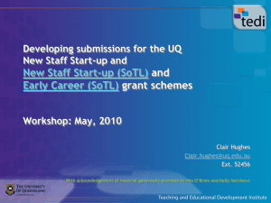 New Staff Start-up (SoTL) Early Career (SoTL) and grant schemes