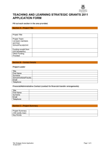 TEACHING AND LEARNING STRATEGIC GRANTS 2011 APPLICATION FORM