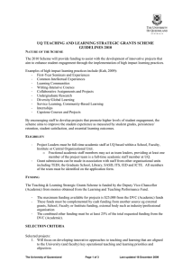 UQ TEACHING AND LEARNING STRATEGIC GRANTS SCHEME GUIDELINES 2010