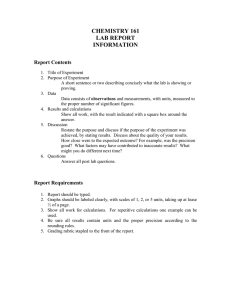 CHEMISTRY 161 LAB REPORT INFORMATION