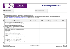 OHS Management Plan  Organisational Unit Head of Section (HOS)