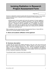 Ionizing Radiation in Research Project Assessment Form