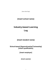 Industry-based Learning Log [insert school name]
