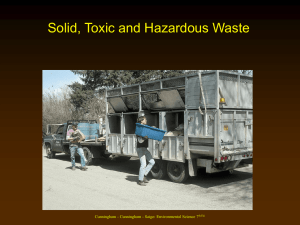 Solid, Toxic and Hazardous Waste th Ed.