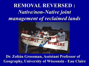 REMOVAL REVERSED : Native/non-Native joint management of reclaimed lands