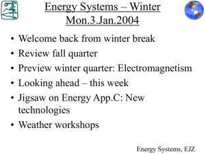 Energy Systems – Winter Mon.3.Jan.2004
