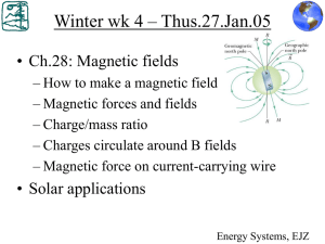 Winter wk 4 – Thus.27.Jan.05 • Ch.28: Magnetic fields