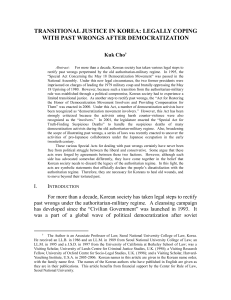 TRANSITIONAL JUSTICE IN KOREA: LEGALLY COPING WITH PAST WRONGS AFTER DEMOCRATIZATION