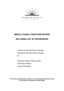 MIDDLE YEARS LITERATURE REVIEW  INCLUDING LIST OF REFERENCES