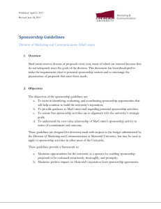 Sponsorship Guidelines Division of Marketing and Communications (MarComm)