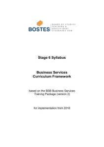 Stage 6 Syllabus Business Services Curriculum Framework