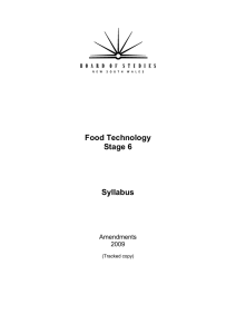 Food Technology Stage 6 Syllabus