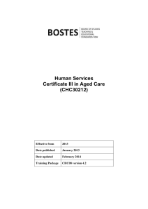 Human Services Certificate III in Aged Care (CHC30212)