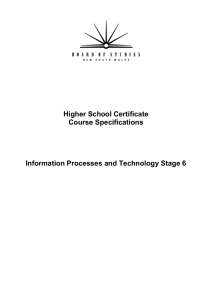 Higher School Certificate Course Specifications  Information Processes and Technology Stage 6