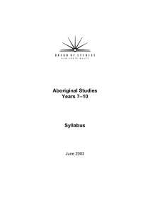 Aboriginal Studies –10 Years 7