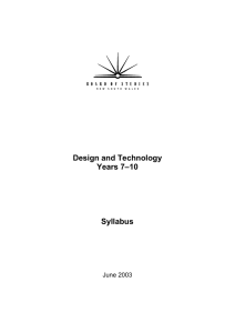 Design and Technology –10 Years 7