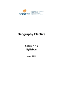 Geography Elective –10 Years 7 Syllabus