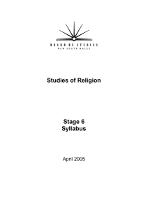 Studies of Religion  Stage 6 Syllabus