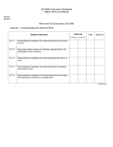 Life Skills Outcomes Worksheet Higher School Certificate