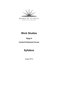 Work Studies  Syllabus Stage 6