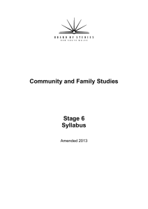 Community and Family Studies Stage 6 Syllabus